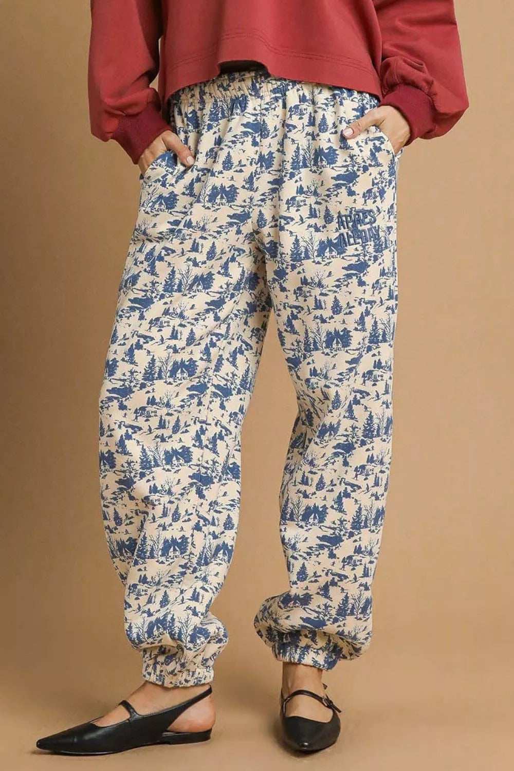 Umgee Scenic Print Casual Sweatpants - Trendsi - Flyclothing LLC