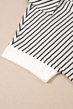 Stripe V Neck Tee and Casual Shorts Set - Trendsi - Flyclothing LLC