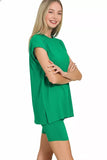 Zenana Brushed Dty Microfiber Top & Biker Shorts - Trendsi - Flyclothing LLC