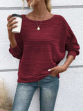 Full Size Round Neck Long Sleeve Top - Trendsi - Flyclothing LLC