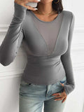 Devine Round Neck Long Sleeve T-Shirt - Trendsi - Flyclothing LLC