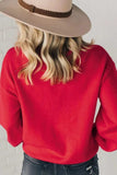 Letter Pearl Detail Round Neck Long Sleeve Sweater - Trendsi - Flyclothing LLC