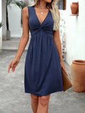 Twisted Front V-Neck Sleeveless Dress - Trendsi - Flyclothing LLC