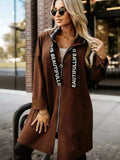 Full Size Casual Hooded Zip-Up Longline Outerwear Plus Size - Trendsi - Flyclothing LLC