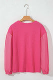 Waffle-Knit V-Neck Long Sleeve Blouse - Trendsi - Flyclothing LLC