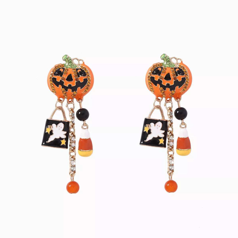 Halloween Pumpkin Ghost Dangle Earrings - Trendsi - Flyclothing LLC