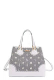 Nicole Lee USA Monogram Pattern Handbag with Rhinestones Decor - Trendsi - Flyclothing LLC