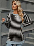 Striped Round Neck Long Sleeve T-Shirt - Trendsi - Flyclothing LLC