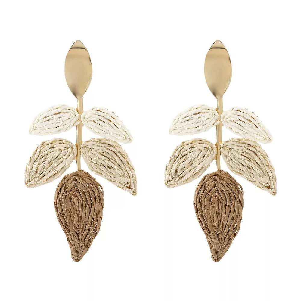 Rattan Woven Leaf Dangle Earrings - Trendsi - Flyclothing LLC