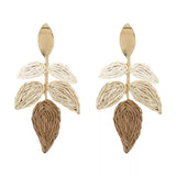 Rattan Woven Leaf Dangle Earrings - Trendsi - Flyclothing LLC