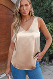 Solid V-Neck Wide Strap Tank - Trendsi - Flyclothing LLC