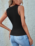 Textured Round Neck Tank - Trendsi - Flyclothing LLC