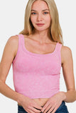 Zenana Washed Ribbed Scoop Neck Wide Strap Tank - Trendsi - Flyclothing LLC