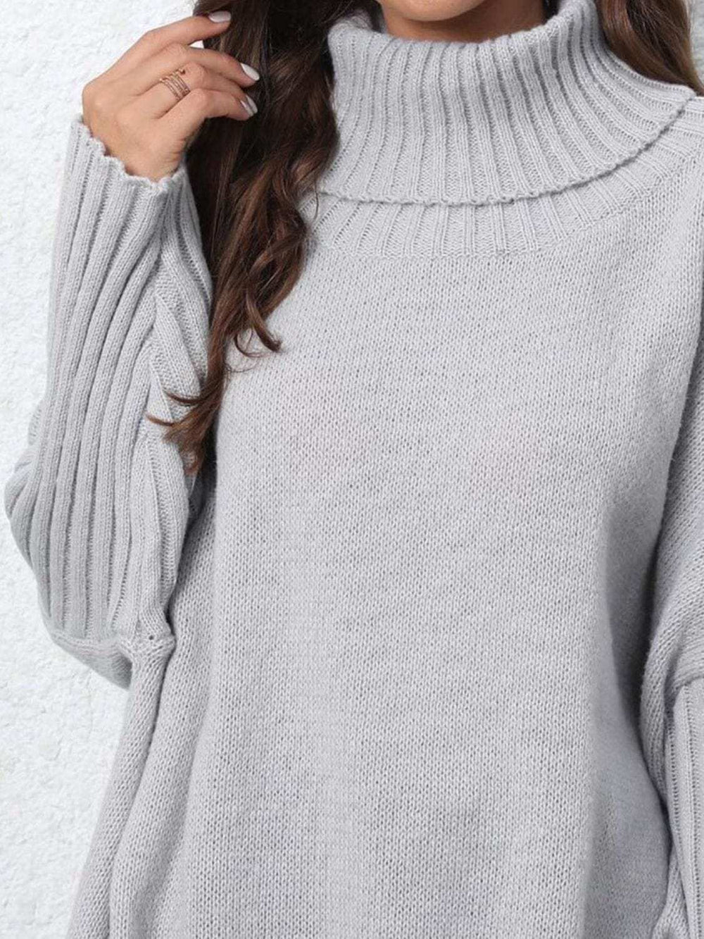 Turtleneck Long Sleeve Sweater - Trendsi - Flyclothing LLC
