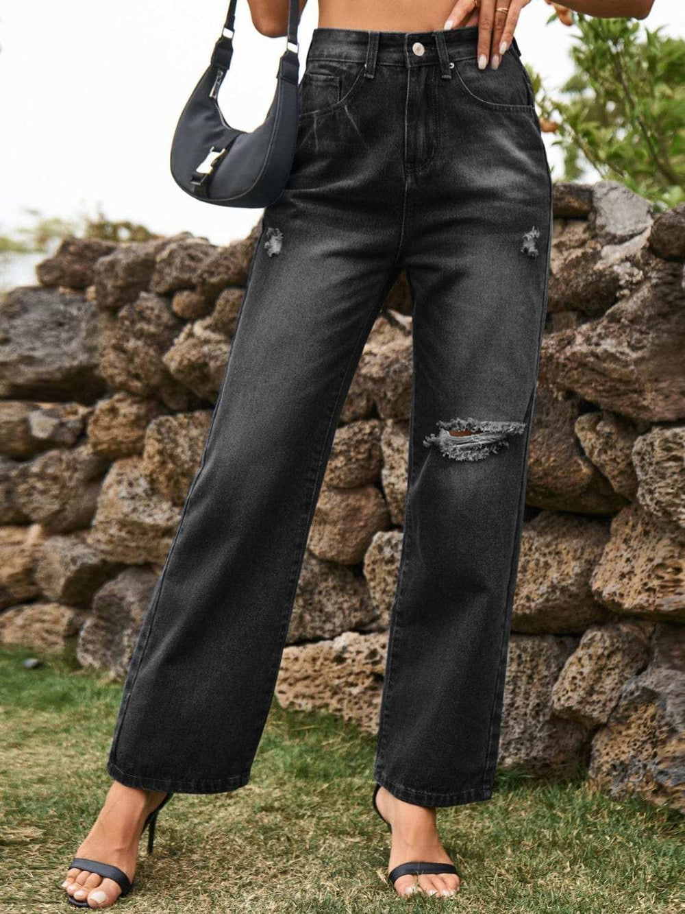 Distressed Jeans with Pockets - Trendsi - Flyclothing LLC