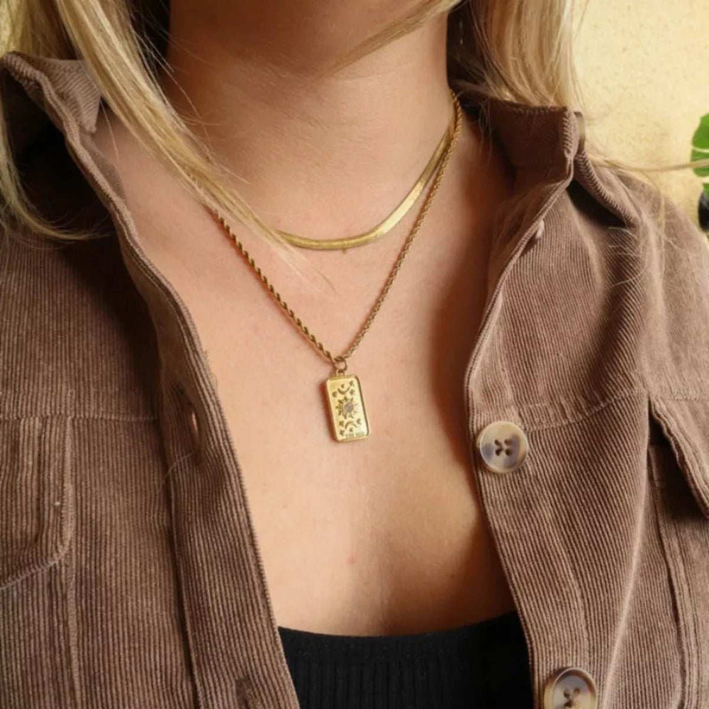 18K Gold-Plated Tarot Card Necklace - Trendsi - Flyclothing LLC