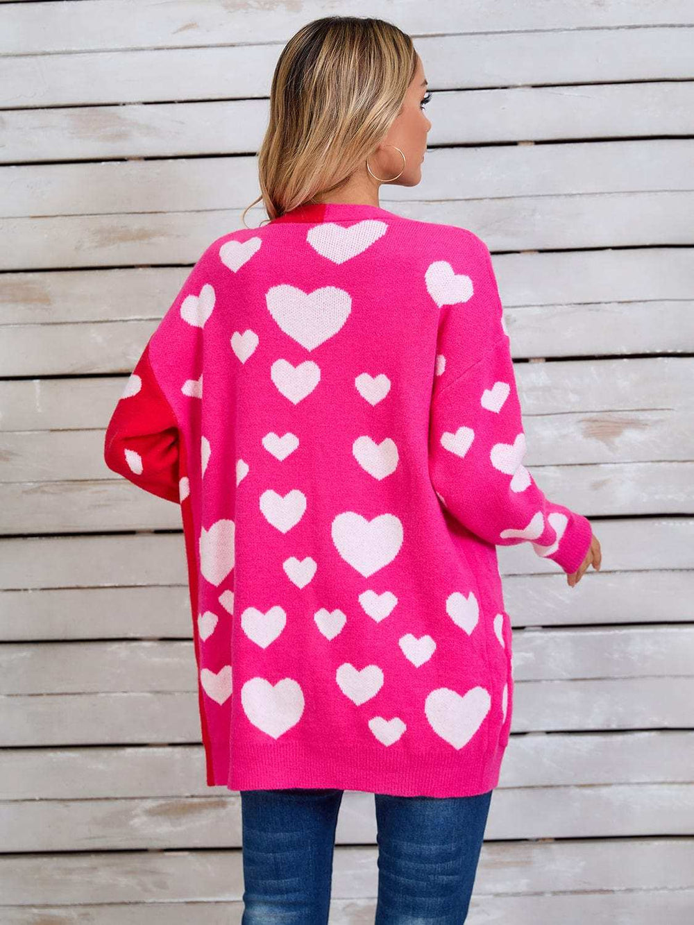 Angel Wings Heart Open Front Long Sleeve Cardigan - Trendsi - Flyclothing LLC