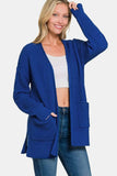Zenana Waffle Open Front Sweater Cardigan - Trendsi - Flyclothing LLC