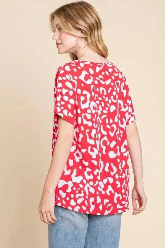 BOMBOM Animal Print Stretchy T-Shirt - Trendsi - Flyclothing LLC