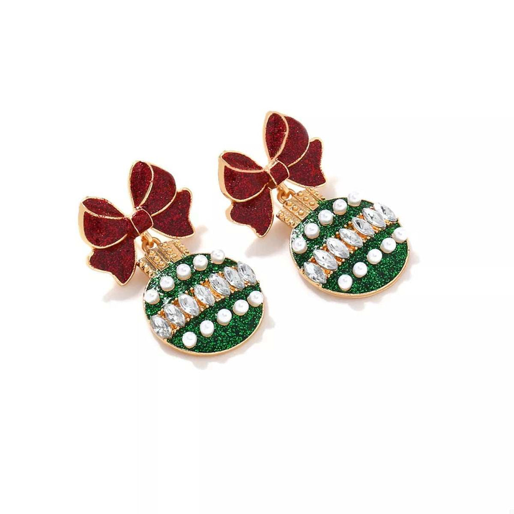 Bowknot Christmas Drop Earrings - Trendsi - Flyclothing LLC