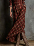 Full Size Plaid Button-Down Maxi Dress Plus Size - Trendsi - Flyclothing LLC