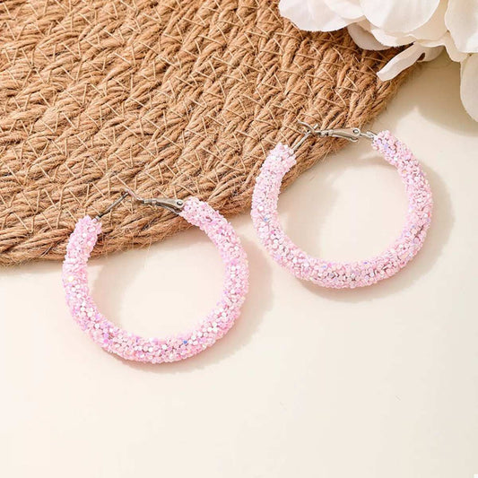 Sparkling Alloy Hoop Earrings - Trendsi - Flyclothing LLC