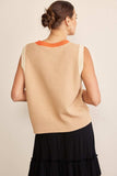In February Contrast Round Neck Sweater Vest - Trendsi - Flyclothing LLC
