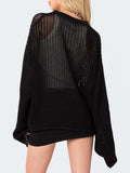 Star Round Neck Long Sleeve Knit Top - Trendsi - Flyclothing LLC