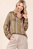 Mittoshop Striped Button Down Satin Shirt - Trendsi - Flyclothing LLC