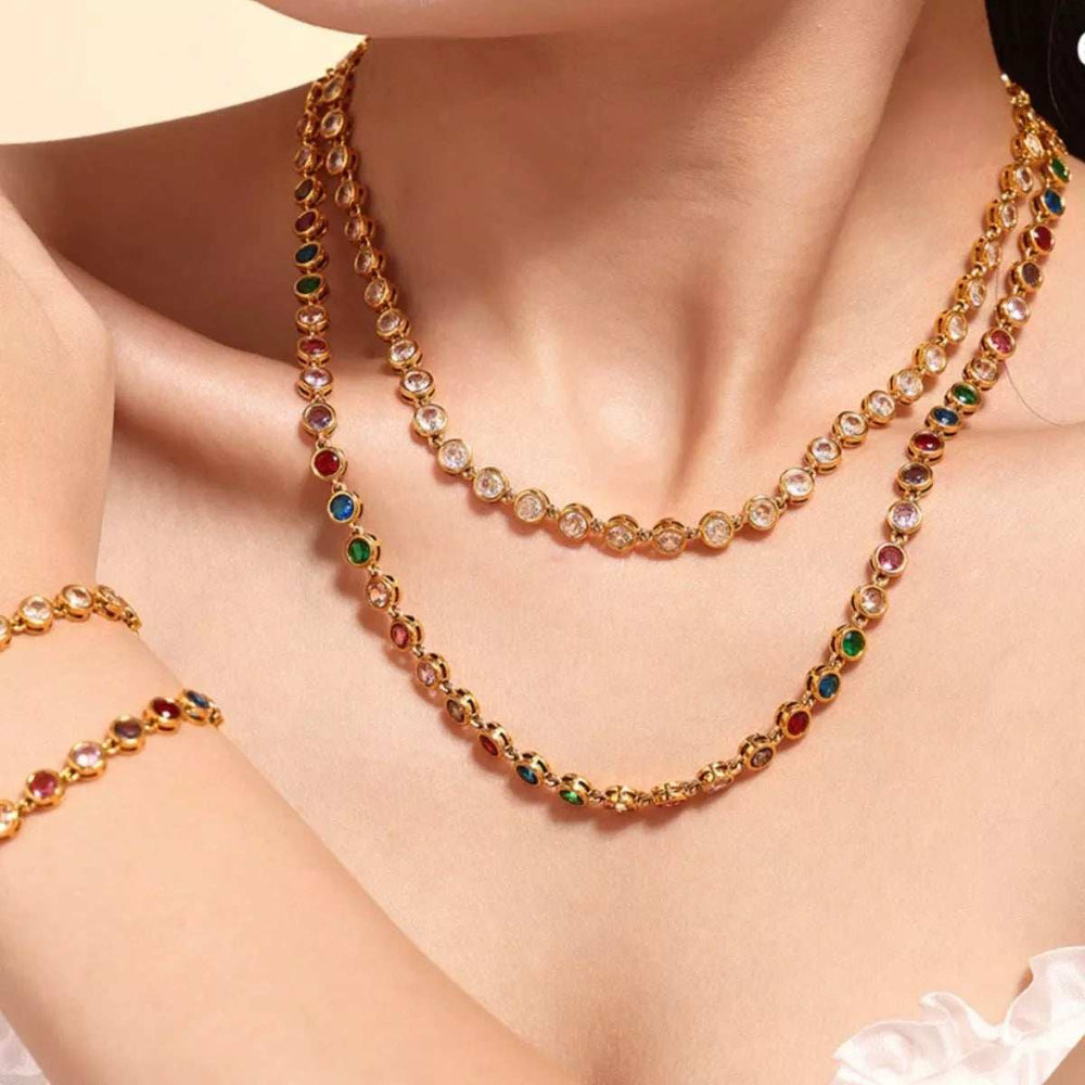 18K Gold-Plated Zircon Necklace - Trendsi - Flyclothing LLC