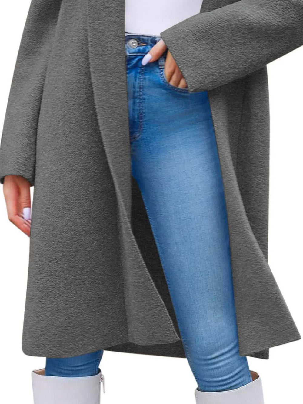 Open Front Longline Coat - Trendsi - Flyclothing LLC