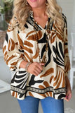 Abstract Print Puff Sleeve Loose Blouse - Trendsi - Flyclothing LLC