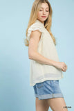 Umgee Scalloped Trim Flutter Sleeve Top - Trendsi - Flyclothing LLC