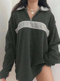 Contrast Dropped Shoulder Long Sleeve Sweatshirt - Trendsi - Flyclothing LLC