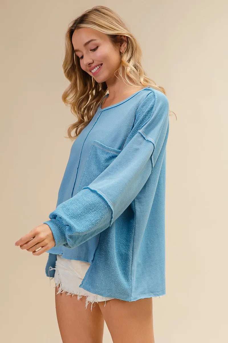 BiBi Oversized Pocket Front Sweatshirt - Trendsi - Flyclothing LLC