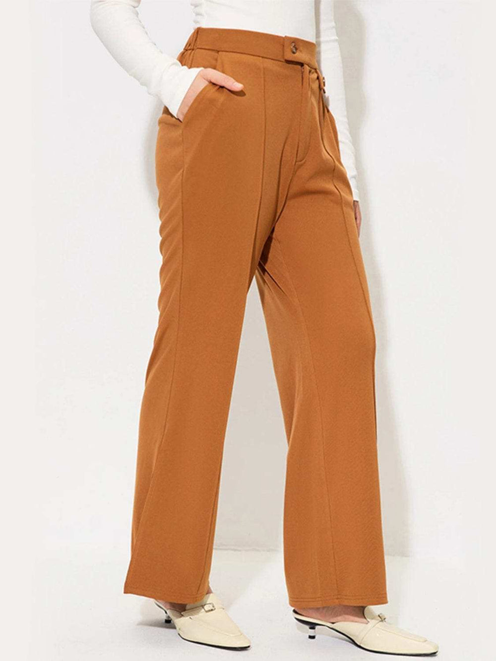 Slit Wide Leg Pants with Pockets - Trendsi - Flyclothing LLC
