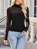 Lovelet Mock Neck Long Sleeve Top - Trendsi - Flyclothing LLC