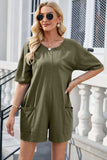 Backless Round Neck Half Sleeve Romper - Trendsi - Flyclothing LLC