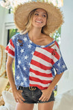 BiBi American Flag Theme Short Sleeve T-Shirt - Trendsi - Flyclothing LLC