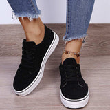 Suede Lace-Up Flat Sneakers - Trendsi - Flyclothing LLC