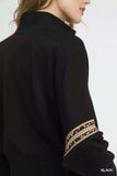 Umgee Zipper Up Cropped Jacket with Leopard Trim - Trendsi - Flyclothing LLC
