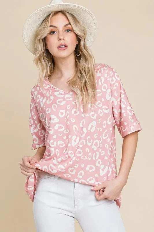 BOMBOM Loose Fit Animal Print Soft Knit Top - Trendsi - Flyclothing LLC