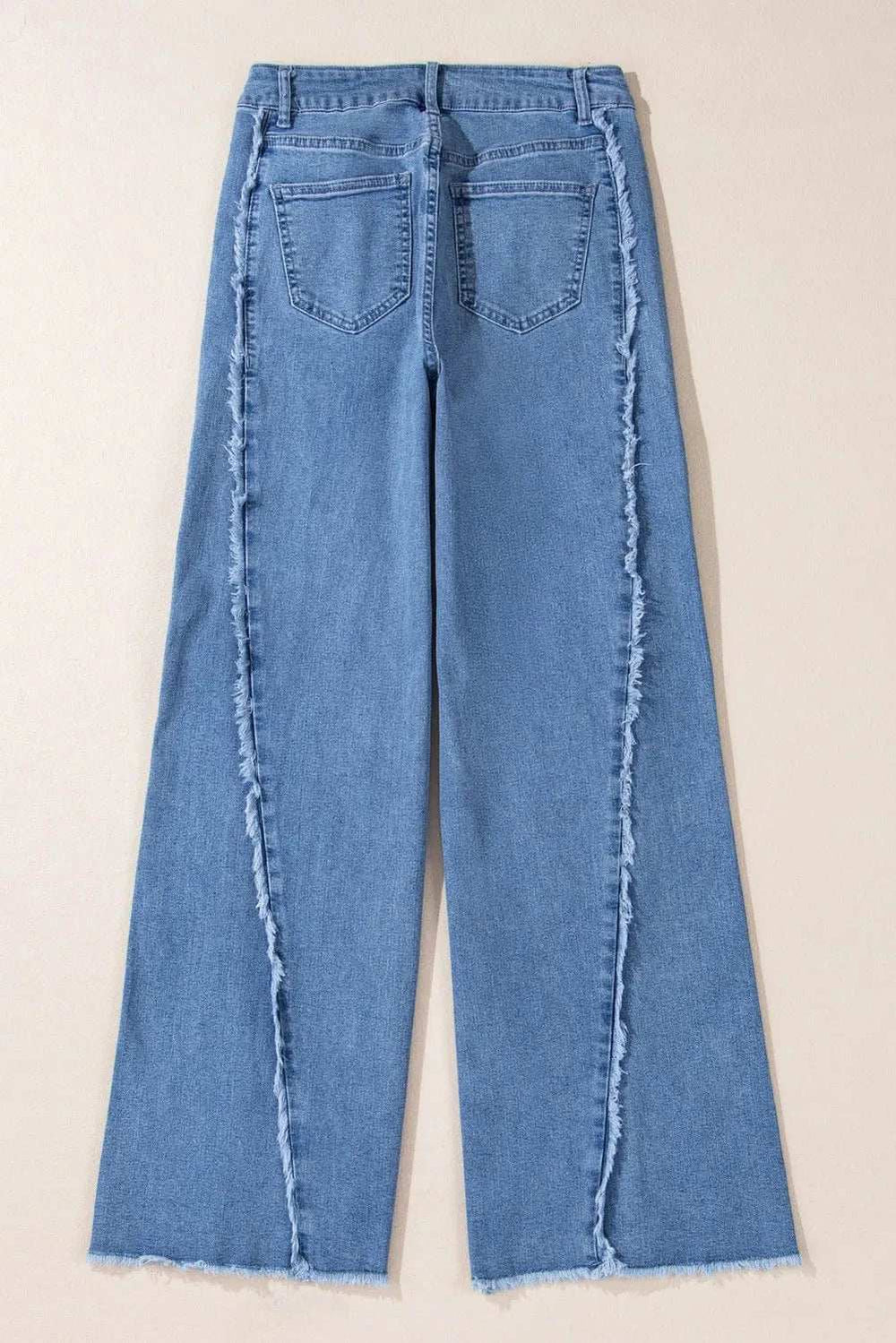 Raw Hem Wide Leg Jeans with Pockets - Trendsi - Flyclothing LLC