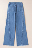 Raw Hem Wide Leg Jeans with Pockets - Trendsi - Flyclothing LLC