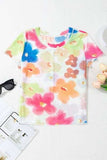 Printed Round Neck Short Sleeve Blouse - Trendsi - Flyclothing LLC
