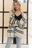 ADORA Horizontal Stripes Hoodie Cardigan - Trendsi - Flyclothing LLC