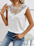 Lace Eyelet Sleeveless Top - Trendsi - Flyclothing LLC