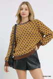 Umgee Abstract Print Crew Neck Sweater - Trendsi - Flyclothing LLC
