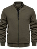 Men's Waffle Knit Baseball Collar Zip Up Jacket - Trendsi - Flyclothing LLC