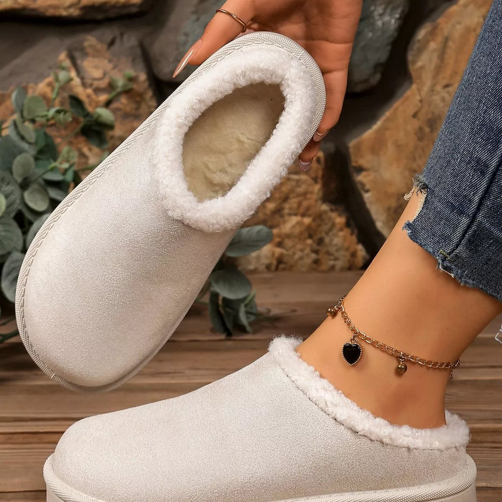 Plush Lined Round Toe Slippers - Trendsi - Flyclothing LLC